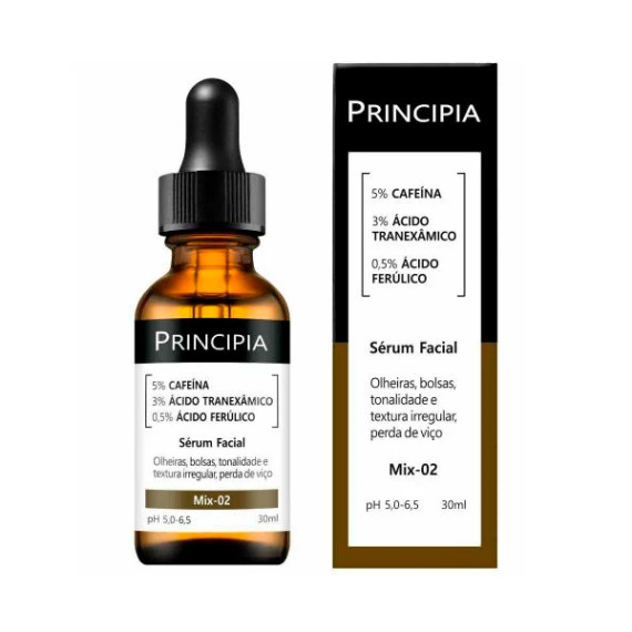 Sérum Principia Facial 5% Cafeína + 3% Ácido Tranexâmico + 0,5% Ácido Ferúlico